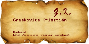 Greskovits Krisztián névjegykártya
